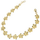 Sterling Silver 10mm Plumeria Bracelet Yellow Gold Plated - Hanalei Jeweler