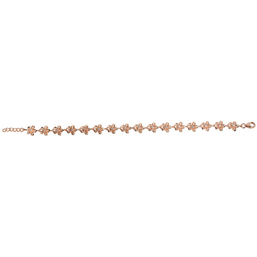 Pink Gold Plated 8mm Plumeria Bracelet Prong Setting CZ - Hanalei Jeweler