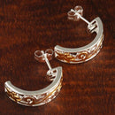 8mm Scrolling See Through Half Moon Earring Two Tone