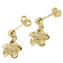 Yellow Gold Plated Sterling Silver Bead Plumeria Stud Earring 10mm - Hanalei Jeweler
