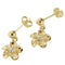 Yellow Gold Plated Sterling Silver Bead Plumeria Stud Earring 10mm - Hanalei Jeweler