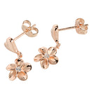 Pink Gold Plated Sterling Silver Heart Plumeria Stud Earring 8mm - Hanalei Jeweler