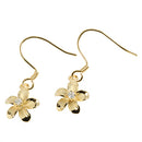 10MM Prong Setting CZ Sterling Silver Plumeria Hook Earring Yellow Gold Plated - Hanalei Jeweler