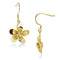 Sterling Silver 18MM Prong Setting CZ Plumeria Hook Earring Yellow Gold Plated - Hanalei Jeweler