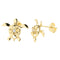 Yellow Gold Plated Sterling Silver 8mm Plumeriain Honu Stud Earring - Hanalei Jeweler