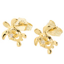 4mm Plumeria in Honu Yellow Gold Plated Sterling Silver Stud Earring - Hanalei Jeweler