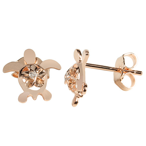 4mm Plumeria in Honu Pink Gold Plated Sterling Silver Stud Earring - Hanalei Jeweler