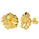 Sterling Silver 15mm Hibiscus Stud Earring Yellow Gold Plated - Hanalei Jeweler