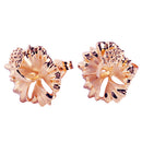 Sterling Silver 15mm Hibiscus Stud Earring Pink Gold Plated - Hanalei Jeweler