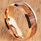Pink Gold Stainless Natural Hawaiian Koa Wood Inlay Mens Wedding Ring Dome Shape 8mm Hawaiian Ring - Hanalei Jeweler