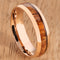 Pink Gold Stainless Natural Hawaiian Koa Wood Inlay Dome Wedding Ring 6mm - Hanalei Jeweler
