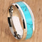 8mm Blue Turquoise Inlaid Stainless Beveled Edge Wedding Ring - Hanalei Jeweler