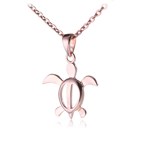 Pink Gold Plated Sterling Silver Honu(Turtle) Pendant(Chain Sold Separately) - Hanalei Jeweler