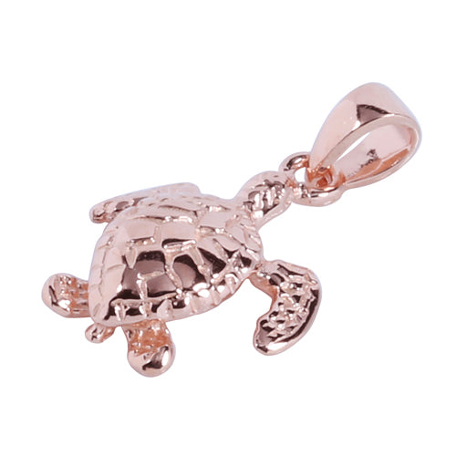 Pink Gold Plated Sterling Silver Small Turtle Pendant - Hanalei Jeweler