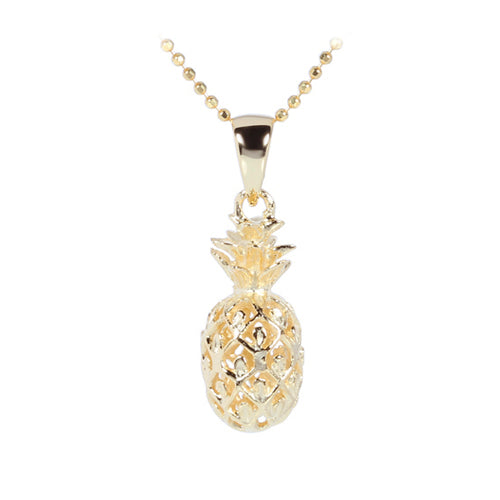 Yellow Gold Plated Sterling Silver Pineapple Pendant (M) - Hanalei Jeweler