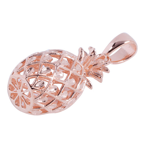 Pink Gold Plated Sterling Silver Pineapple Pendant (S) - Hanalei Jeweler