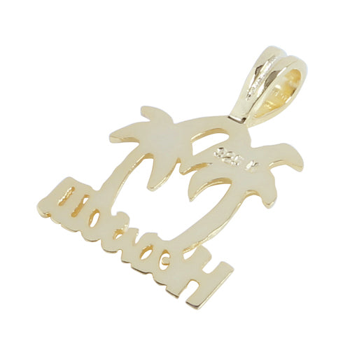 Yellow Gold Plated Sterling Silver HAWAII Palm Tree Pendant - Hanalei Jeweler