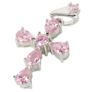Sterling Silver Pink CZ Cross Pendant - Hanalei Jeweler