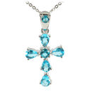 Sterling Silver Blue CZ Cross Pendant - Hanalei Jeweler