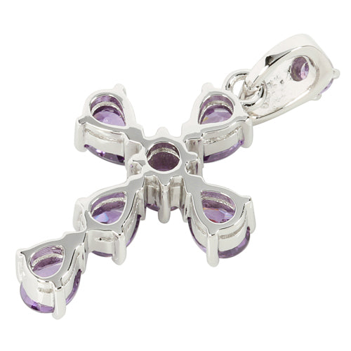 Sterling Silver Purple CZ Cross Pendant - Hanalei Jeweler