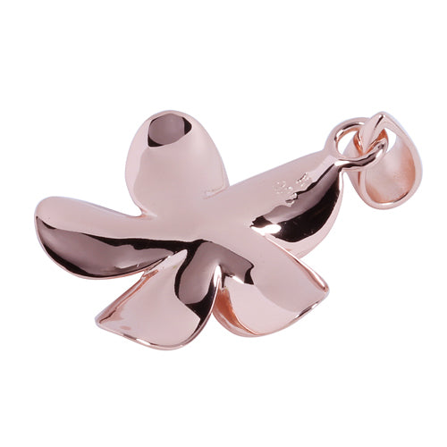 Pink Gold Plated Sterling Silver 25mm Plumeria Pendant no CZ - Hanalei Jeweler