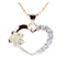 Yellow Gold Plated Sterling Silver Heart with Side Plumeria & CZ Pendant - Hanalei Jeweler