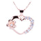 Pink Gold Plated Sterling Silver Heart with Side Plumeria & CZ Pendant - Hanalei Jeweler