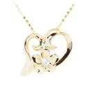 Yellow Gold Plated Sterling Silver Floating Heart with Plumeria Pendant - Hanalei Jeweler