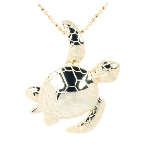 Yellow Gold Plated Sterling Silver Leg-Up Turtle Pendant - Hanalei Jeweler