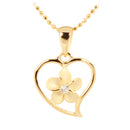 Yellow Gold Plated Sterling Silver Simple Heart w/Plumeria Pendant - Hanalei Jeweler