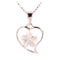 Pink Gold Plated Sterling Silver Simple Heart w/Plumeria Pendant - Hanalei Jeweler