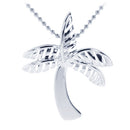 Sterling Silver Rhodium Shiny Palm Tree Pendant - Hanalei Jeweler