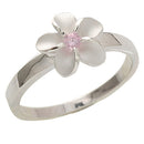 Single Plumeria Pink CZ Ring 10mm - Hanalei Jeweler