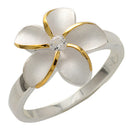 Single Plumeria Two Tone Ring 15mm - Hanalei Jeweler
