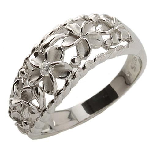 flower ring silver plumeria ring