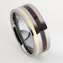 Tantalum with 14K Yellow Gold and Koa Wood Inlaid Wedding Ring Flat 8mm