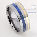 Tantalum with 14K Yellow Gold and Lapis Lazuli Inlaid Flat Wedding Ring 8mm