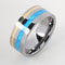 Tantalum with 14K Yellow Gold and Opal Inlaid Flat Wedding Ring 8mm