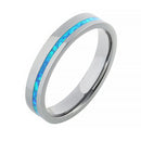 Tantalum with Blue Opal Inlaid Wedding Ring Flat 4mm