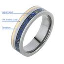 Tantalum with 14K Yellow Gold and Lapis Lazuli Inlaid Wedding Ring Flat 6mm