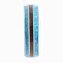 Tantalum with Blue Opal and Koa Wood Inlaid Wedding Ring Barrel 6mm