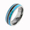 Tantalum with Blue Opal and Onyx Inlaid Wedding Ring Barrel 6mm