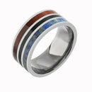 Tantalum with Lapis Lazuli and Koa Wood Wedding Ring Flat 10mm