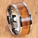 10mm Natural Hawaiian Koa Wood Inlaid Tungsten Flat Wedding Ring - Hanalei Jeweler