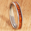 4mm Natural Hawaiian Koa Wood Inlaid Tungsten Flat Wedding Ring - Hanalei Jeweler