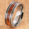 8mm Natural Hawaiian Koa Wood Inlaid Tungsten Double Line Wedding Ring - Hanalei Jeweler