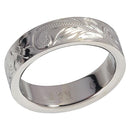 Titanium Hawaiian Scroll Engraved Flat Wedding Ring 6mm