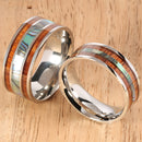 Koa Wood Abalone Titanium Wedding Ring Mens Ring 10mm - Hanalei Jeweler