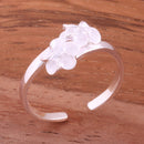 Two 4mm Plumeria with Clear CZ Toe Ring - Hanalei Jeweler