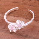 Two 4mm Plumeria with Pink CZ Toe Ring - Hanalei Jeweler